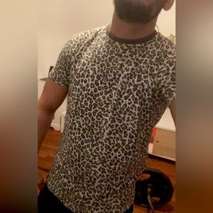 Cheetah Print Men Shirt Size Small